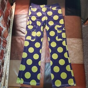Mini Boden Purple Pants with Yellow Polka Dots